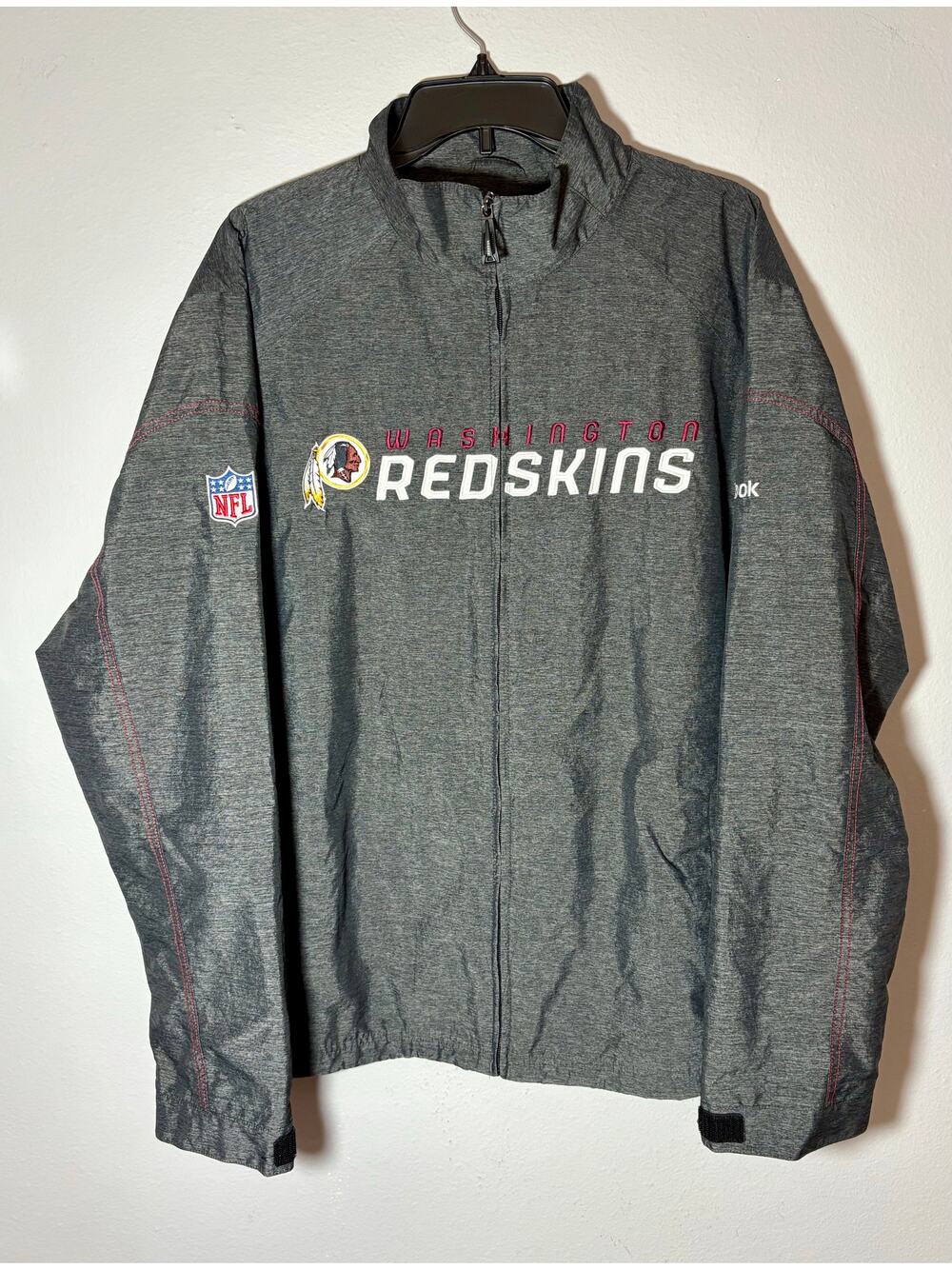 Vintage Washington Redskins Reebok Onfield Full Zip Gray Windbreaker Jacket Sz L